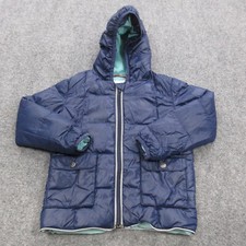 Hanna Anderson Jacket Kids 5 Y Blue Puffer Hooded Long Sleeve Coat Pockets