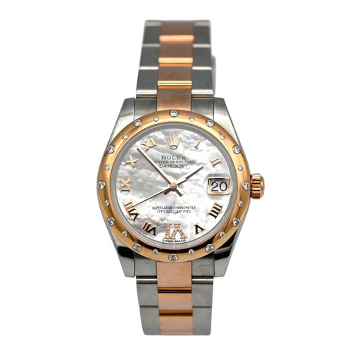 ROLEX OYSTER PERPETUAL DATEJUST 178341 WRISTWATCH 18K ROSE GOLD STAINLESS 31MM