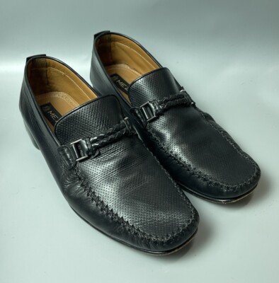 MEZLAN Roth Black Perforated Leather Loafers Shoes US Size 9 Braided Bit Bit Moc - Horween Black Latigo, Camp Sole - Made in USA  main image 3