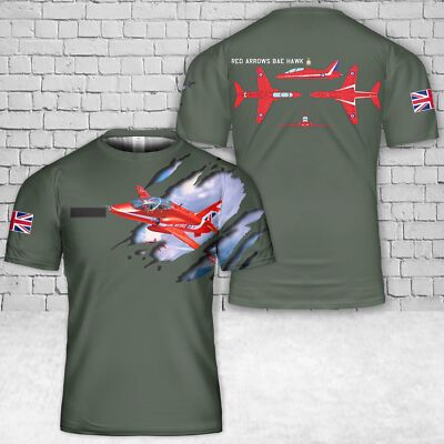 Custom Name Royal Air Force Aerobatic Team Red Arrows BAE HAWK T-Shirt 3D 