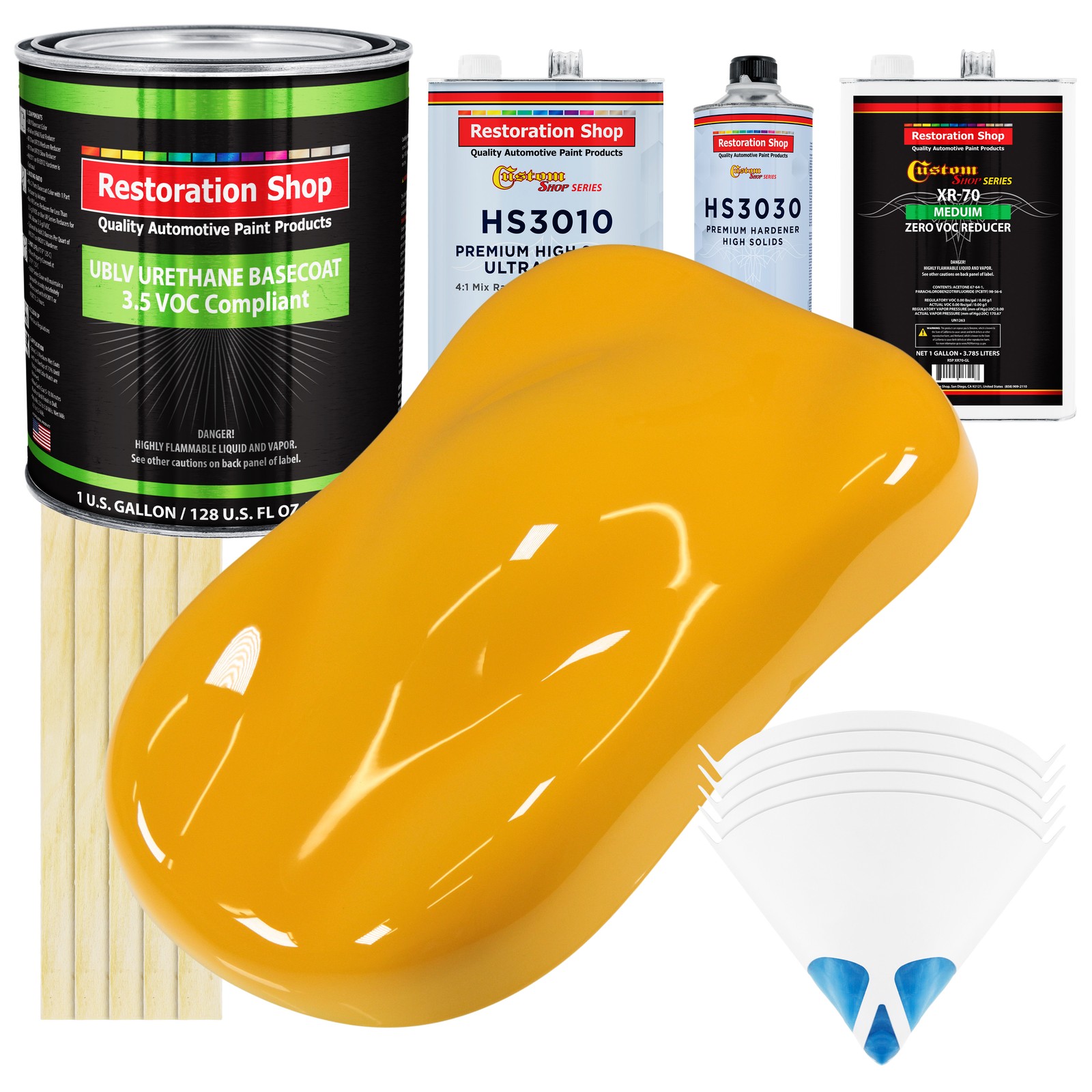 Premium CITRUS YELLOW Low VOC Urethane Basecoat Auto Paint Gallon Kit