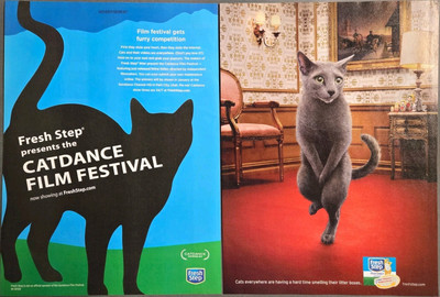 2012 - 2 PG  PRINT AD - FRESH STEP CAT LITTER AD - CAT DANCE FILM FESTIVAL AD