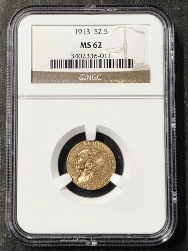 1913 GOLD Indian Head $2.50 Quarter Eagle CERTIFIED NGC MS 62