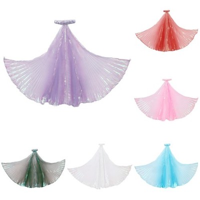 Kids Belly Dance Pleated Cape Symphony Yarn Cloak Performance Props Party Wings