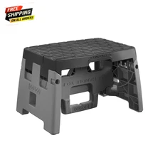 1-Step Plastic Folding Step Stool, Type 1A (Black and Gray)