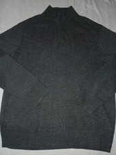 Dockers Mens Black Quarter Zip Mock Neck Knit Sweater Light Size Large