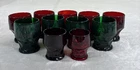 11 Vintage Ruby Red & Emerald Green Georgian Honeycomb Tumblers Benefits Charity
