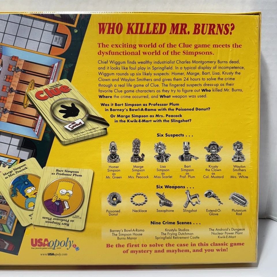 The Simpsons Clue Board Game 2000 First Edition - Sealed - Rare Collector’s Item - Image 4 of 4