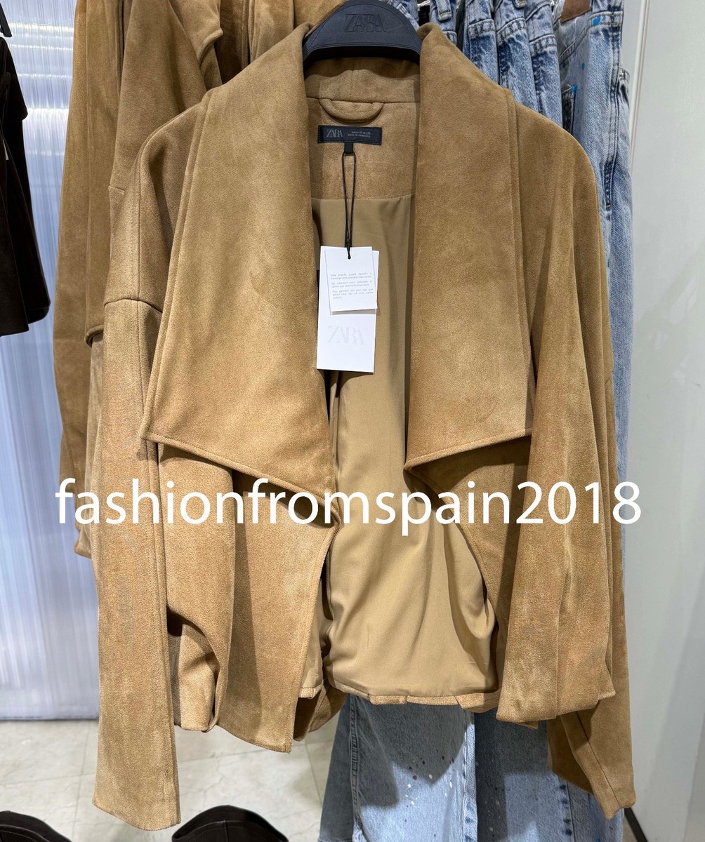 ZARA NEW WOMAN FAUX SUEDE WRAP JACKET DARK CAMEL S,M,L 4344/151