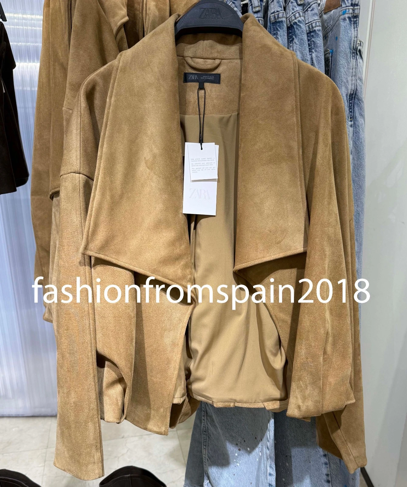 ZARA NEW WOMAN FAUX SUEDE WRAP JACKET DARK CAMEL S,M,L 4344/151/751