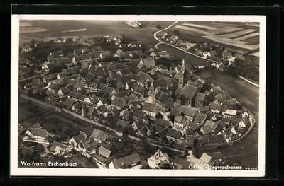 Wolframs Eschenbach, Ansichtskarte, Ortsansicht vom Flugzeug aus 1942 