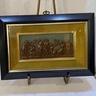 Neoclassical Bas-relief style, Rome Age of Love, Flight Cupids Art 3D Moss Green