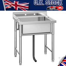 Stainless Steel Utility Sink 201 Bowl Wash Station Kitchen Tone Restaurant Garag