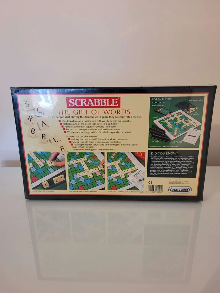 Scrabble Original Board Game 1988 - Spears Games - Mattel - Factory Sealed Vtg - Image 2 of 4