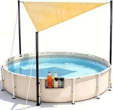 Pool Canopy for above Ground Pools with Metal Storage Basket Outdoor Shade Sail,