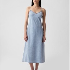 GAP SIZE LARGE TALL DENIM MIDI SLIP DRESS