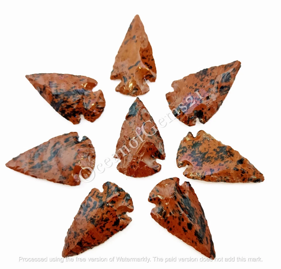 Cristal punta de flecha de obsidiana de caoba hecho por el hombre, 4 piezas, cabujón de piedras preciosas sueltas Foto 4 de 4