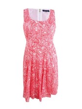 Tommy Hilfiger Women's Printed Fit & Flare Dress (14, Red Multi) 192114929640