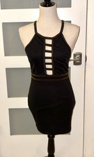 GUESS Black Cut Out Halter Bodycon Mini Dress XS Sleeveless Party/Cocktail