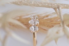 Lab created diamond ring, 3 oval diamonds, claw set in 18ct gold, 1.50ct tw