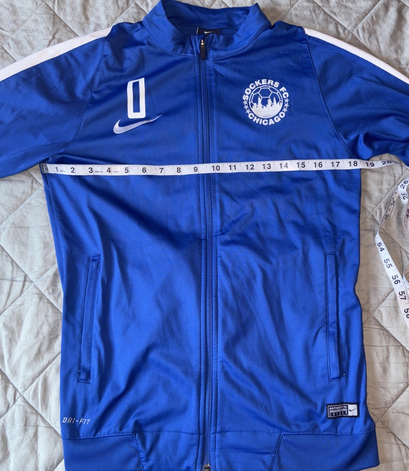 Nike x Chicago Soccer Dri-Fit Running  Blue Zip Up Jacket Unisex Sz Small Vtg image 9