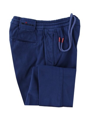 $1150 Kiton Blue Solid Cotton Blend Pants - Slim - (KT828252)