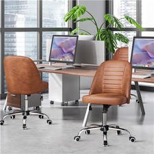 Sedia da Ufficio in Similcuoio con Schienale Medio Regolabile in Altezza