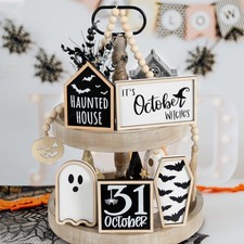 Halloween Decoration Haunted House Ghost Signs Bead Garland Indoor Tabletop 6PCS