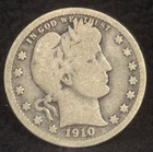 1910 United States Barber Quarter 25C Silver Coin