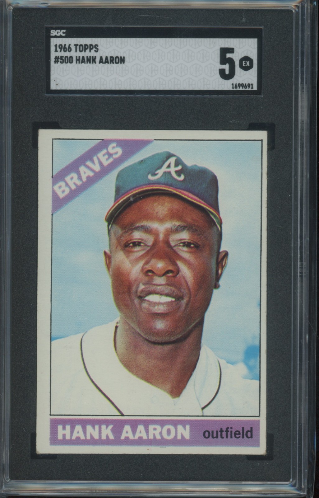 1966 Topps Baseball Hank Aaron BRAVES #500 SGC 5