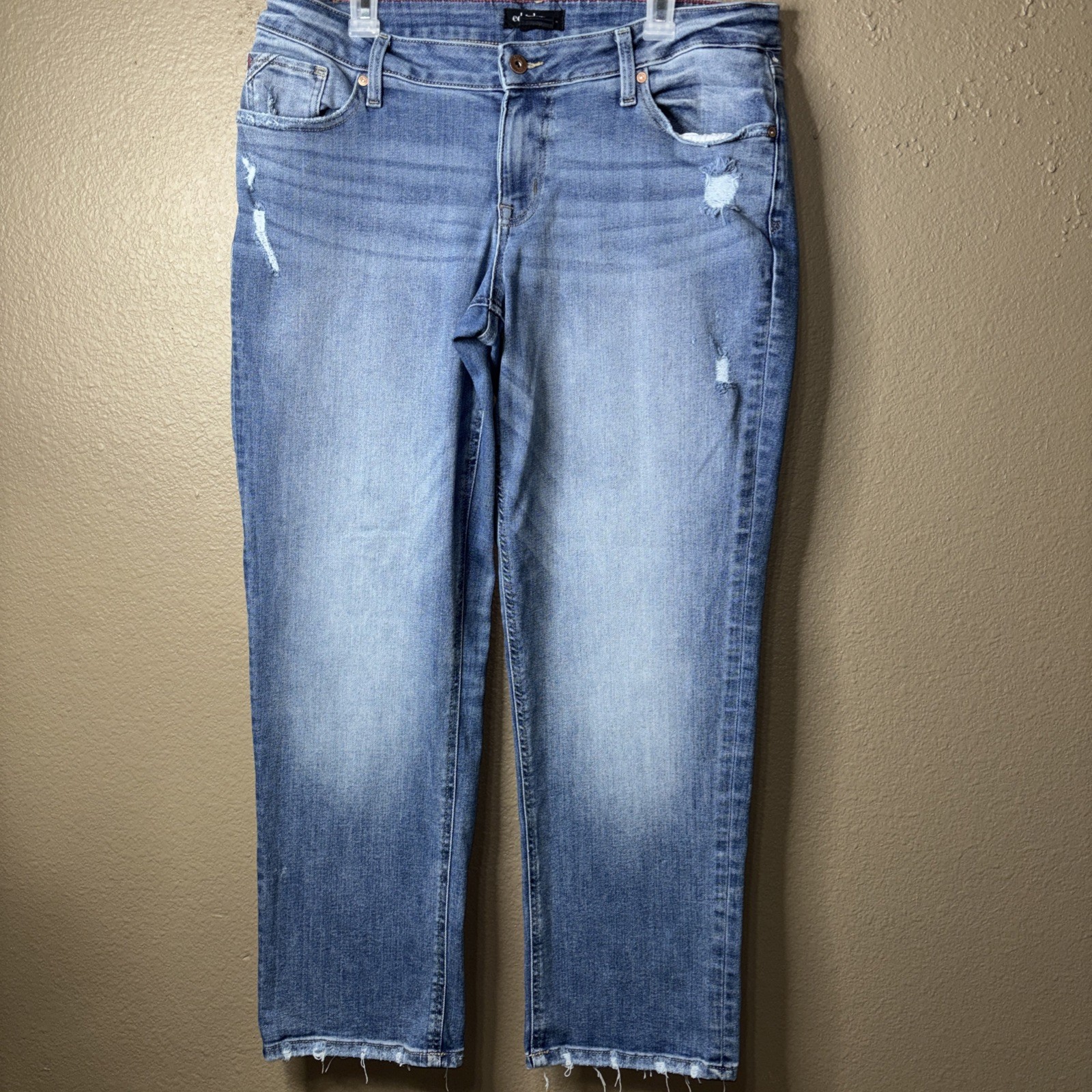Edgely Jeans Womens 12 Relaxed Straight Made  Rise distressed stretch 34x31
