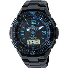 Orologio Uomo Solare Radiocontrollato CITIZEN Q&Q MD06-335 Nero Blu Giappone ...