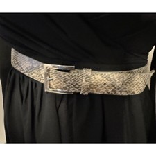 New York  Co Faux Leather Snake Pattern L Taupe Ivory Chic Minimalist 47-58