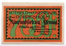 1921 Germany Bordesholm Notgeld 75 Pfennig Note (150)