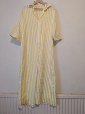 Women’s Yellow Striped Maxi Shirt Dress Size L (16) BNWOT