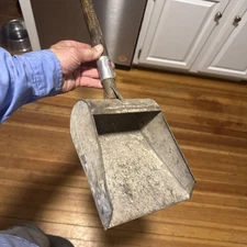 Vintage Galvanized Grain / Feed Scoop With Wood Handle Farm Primitive Antique