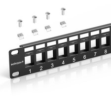 24 Port Cat6 Keystone Patch Panel 1U 19 Inch Rack Mount Ethernet Snap in Design