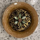 Rare Beautiful Vintage Fire King 5” Oven Ware Bowl Milk Glass Orange Flower