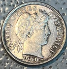 1900 Barber Dime Almost Uncirculated AU Coin #44420