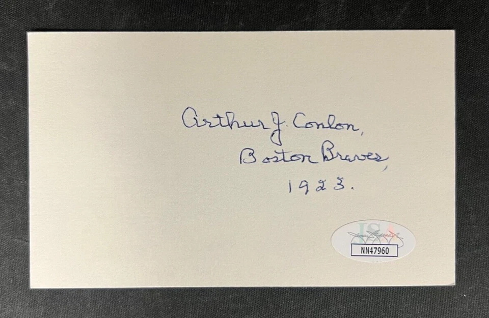 Arthur "Jocko" Conlon Signed 3x5 Card JSA Certified AUTO Boston Braves (d.1987)! - Image 2 of 4