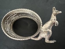 Antique England Sheffield D&SG Kangaroo Figure Open Work Plated Napkin Holder #1