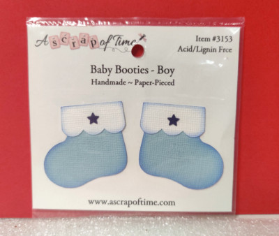 A Scrap of Time BLUE BABY BOY BOOTIES SOCKS Acid/Lignin Free Scrapbooking Crafts