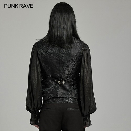 PUNK RAVE Men Purple Steampunk Gothic Vampire Visual Jacquard Vests Waistcoat - Picture 5 of 20
