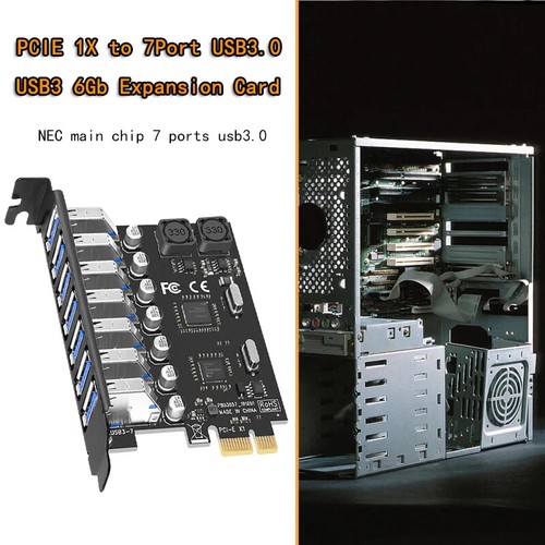 7 Port USB 3.0 PCI Express X1 Expansion Card PCI-E PCI E USB 3.0Board USB3 6Gbps - 第 6/8 張圖片