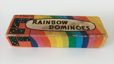 Vintage Rainbow Dominoes Set - Chad Valley, Made In England