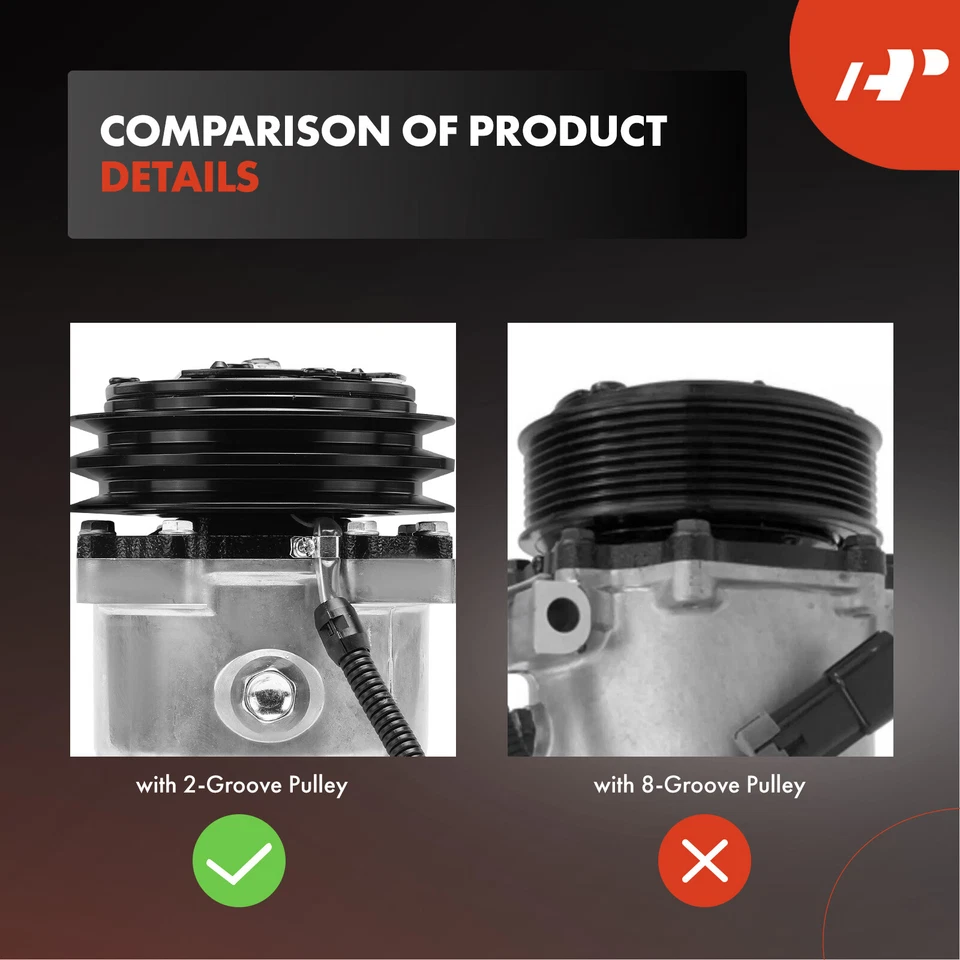 Compresor de aire acondicionado A-Premium con 2 ranuras para Freightliner B2 FB65 FC80 FL50 M2 100 Foto 2 de 4