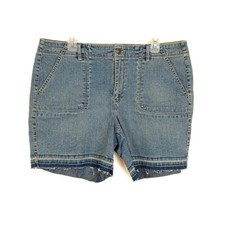 Gloria Vanderbilt Womens sz 16 Jean Shorts Light Wash Faded Frayed Hem