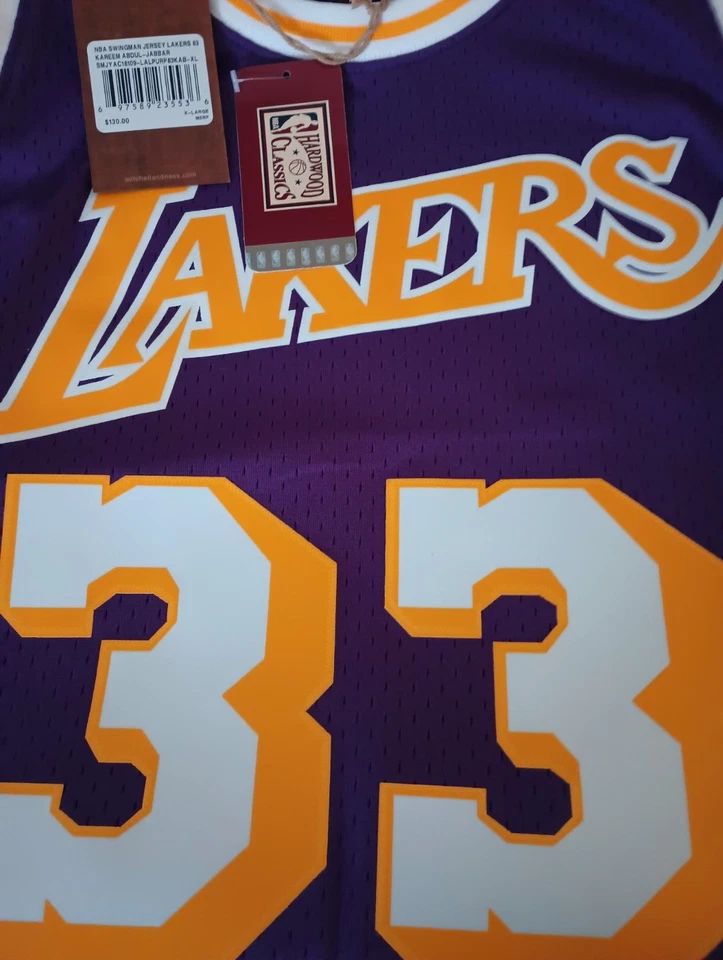 Kareem Abdul Jabbar Signed Lakers Authentic Mitchell & Ness Jersey 6x NBA Champs - Image 4 of 4