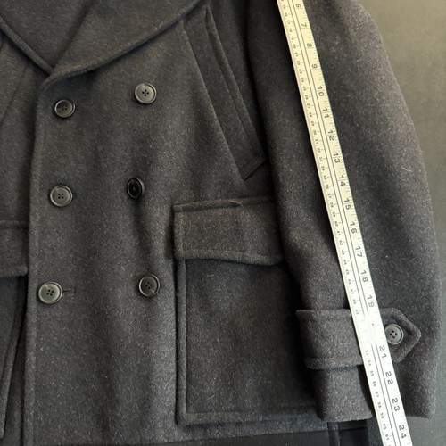 Calvin Klein Jacket Mens Gray Pea Coat Small Wool Double Breast - Picture 5 of 7