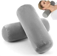 Prasacco 2 Pcs Cervical Neck Roll Pillow Cover with Zipper, 16x6inch, Gray 